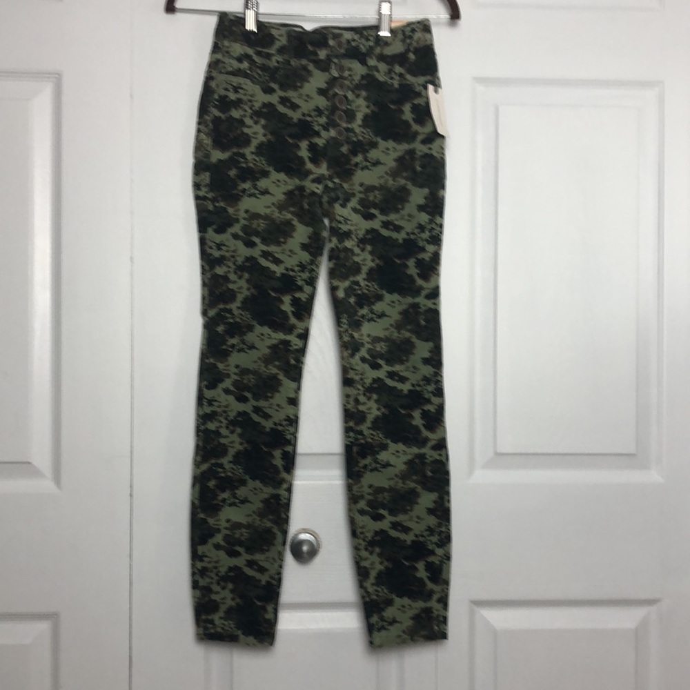 🧡 26 🧡 NWT Anthro Pants Camo Camouflage Corduroy Button Fly High Waist